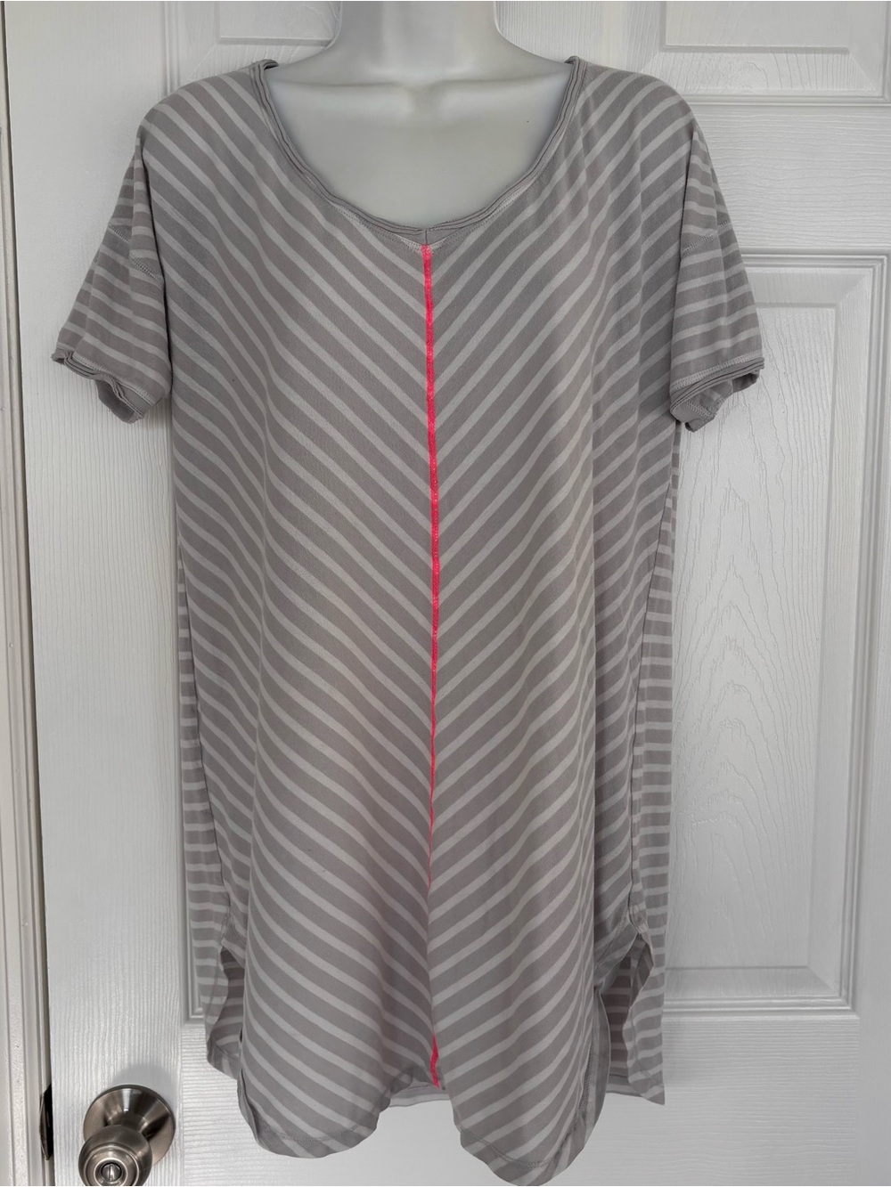 Victoria's Secret Gray & Pink Striped Short Sleeve Nightshirt